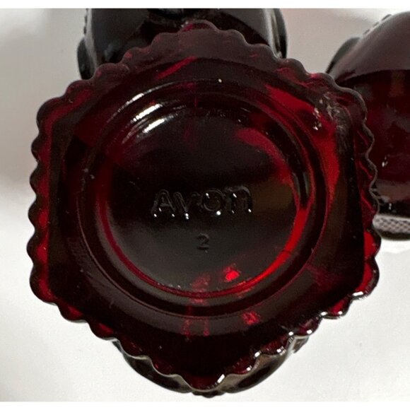 Avon Cape Cod Ruby Red Wine Glasses Set Of 3 Goblets Candle Holder 4.5" - Picture 6 of 6